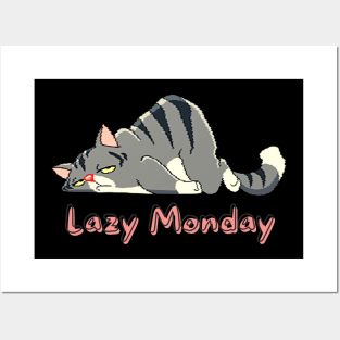 lazy monday cat Posters and Art